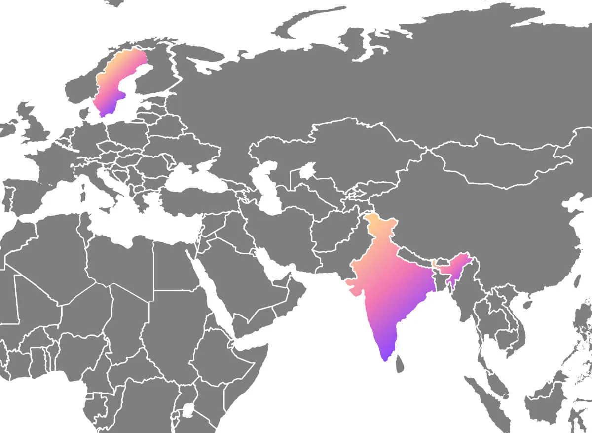 Schweden Indien Karte-01 Indien Schweden Karte