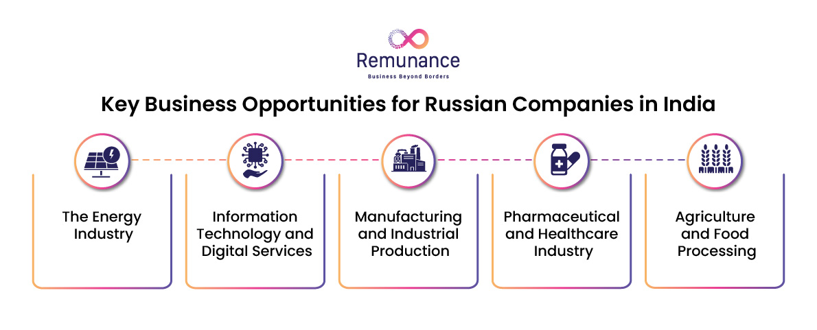 Top business opportunities for Russian companies expanding into India across energy, IT, manufacturing, healthcare, and agriculture.